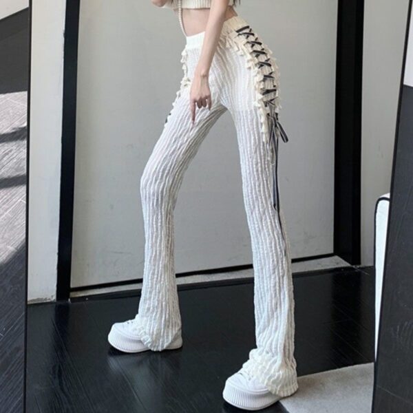 Side Lace-up Micro Flare Pants - Image 3