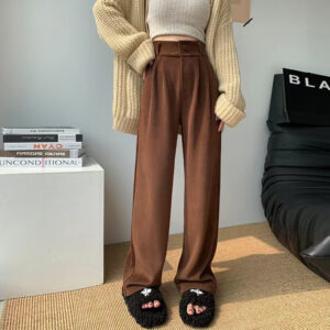 Wide Leg Draping Mop Brown Corduroy Pants