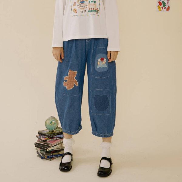 Wind Blue Denim Patchwork Pants - Image 6