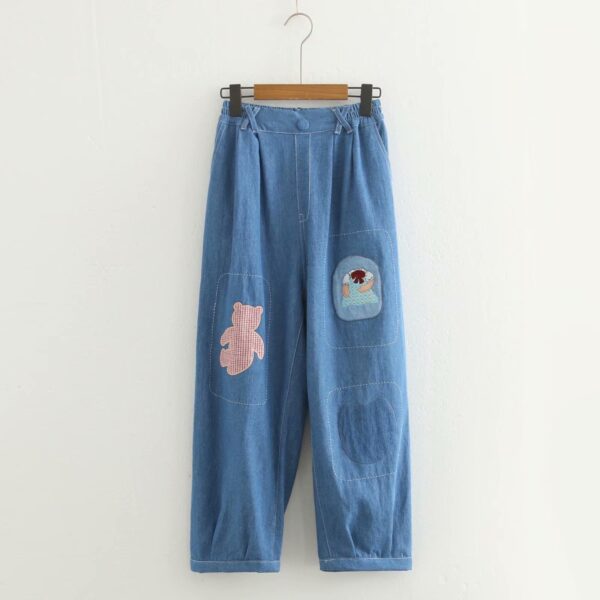 Wind Blue Denim Patchwork Pants