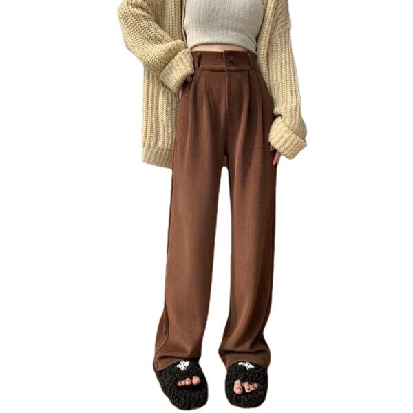 Wide Leg Draping Mop Brown Corduroy Pants - Image 3