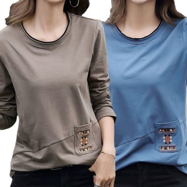 Embroidered Pocket Long Sleeve T-shirt - Image 2