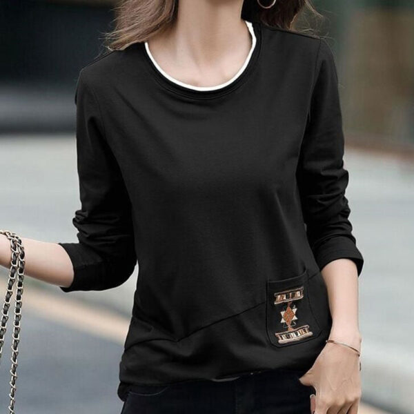 Embroidered Pocket Long Sleeve T-shirt