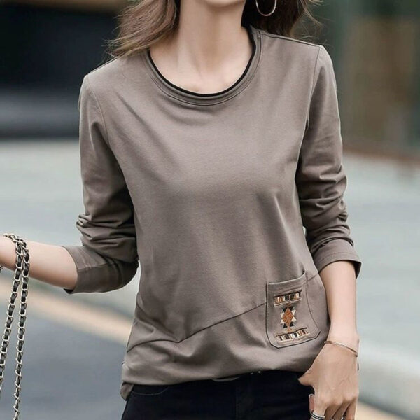 Embroidered Pocket Long Sleeve T-shirt - Image 3