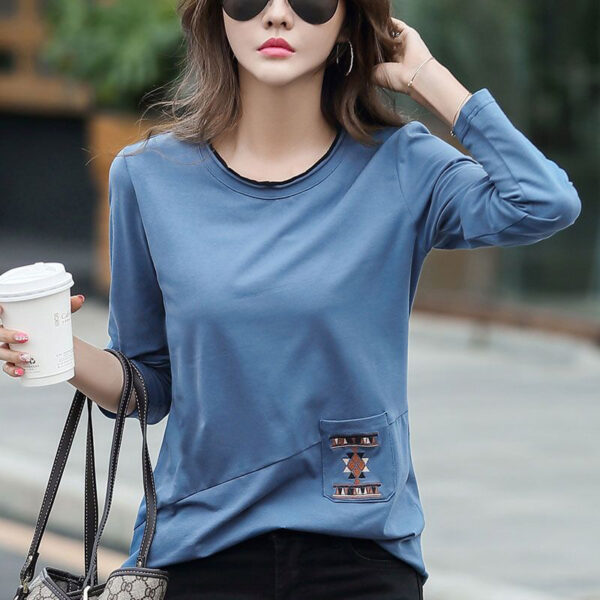 Embroidered Pocket Long Sleeve T-shirt - Image 5