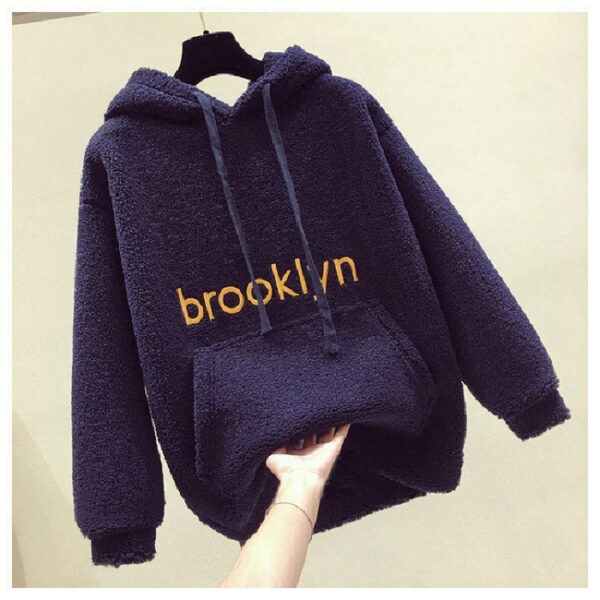 Loose Plus Fleece Hooded Sweater - Image 3