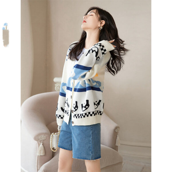 New Knitted Wool Cardigan Sweater - Image 5