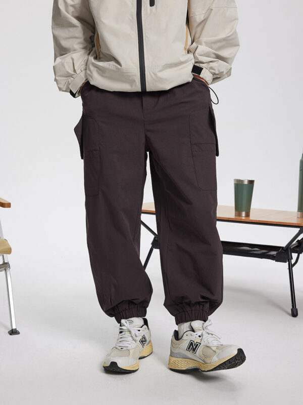Pure Color Elastic Waist Sports Pants - Image 4