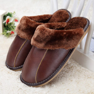 Leather Fur Warm Slippers