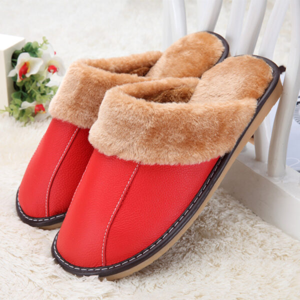 Leather Fur Warm Slippers - Image 2