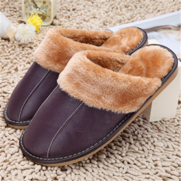 Leather Fur Warm Slippers - Image 7