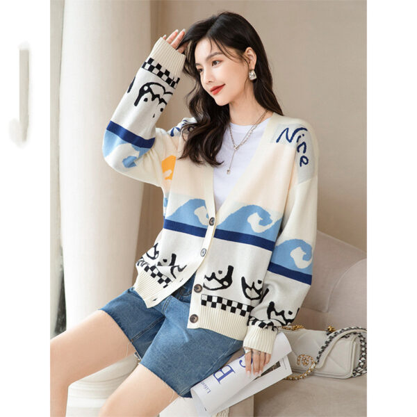 New Knitted Wool Cardigan Sweater - Image 4