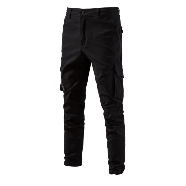 Versatile Multi-pocket Solid Color Pants - Image 2