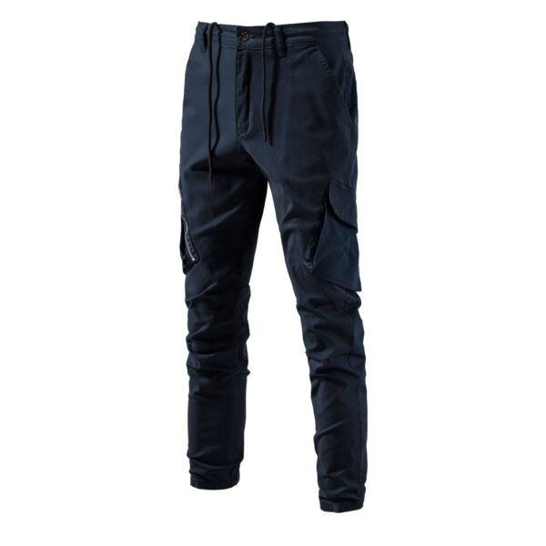 Versatile Multi-pocket Solid Color Pants - Image 3