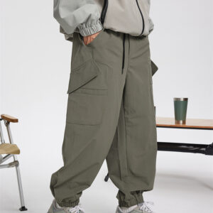 Pure Color Elastic Waist Sports Pants