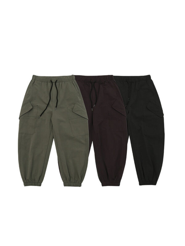 Pure Color Elastic Waist Sports Pants - Image 3