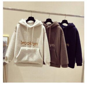 Loose Plus Fleece Hooded Sweater